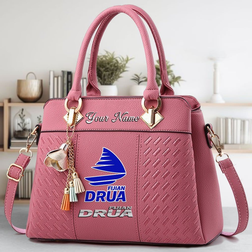 Fijian Drua Logo Crossbody Zip Hand Bag With Tassel Custom Name For Women - Image 5