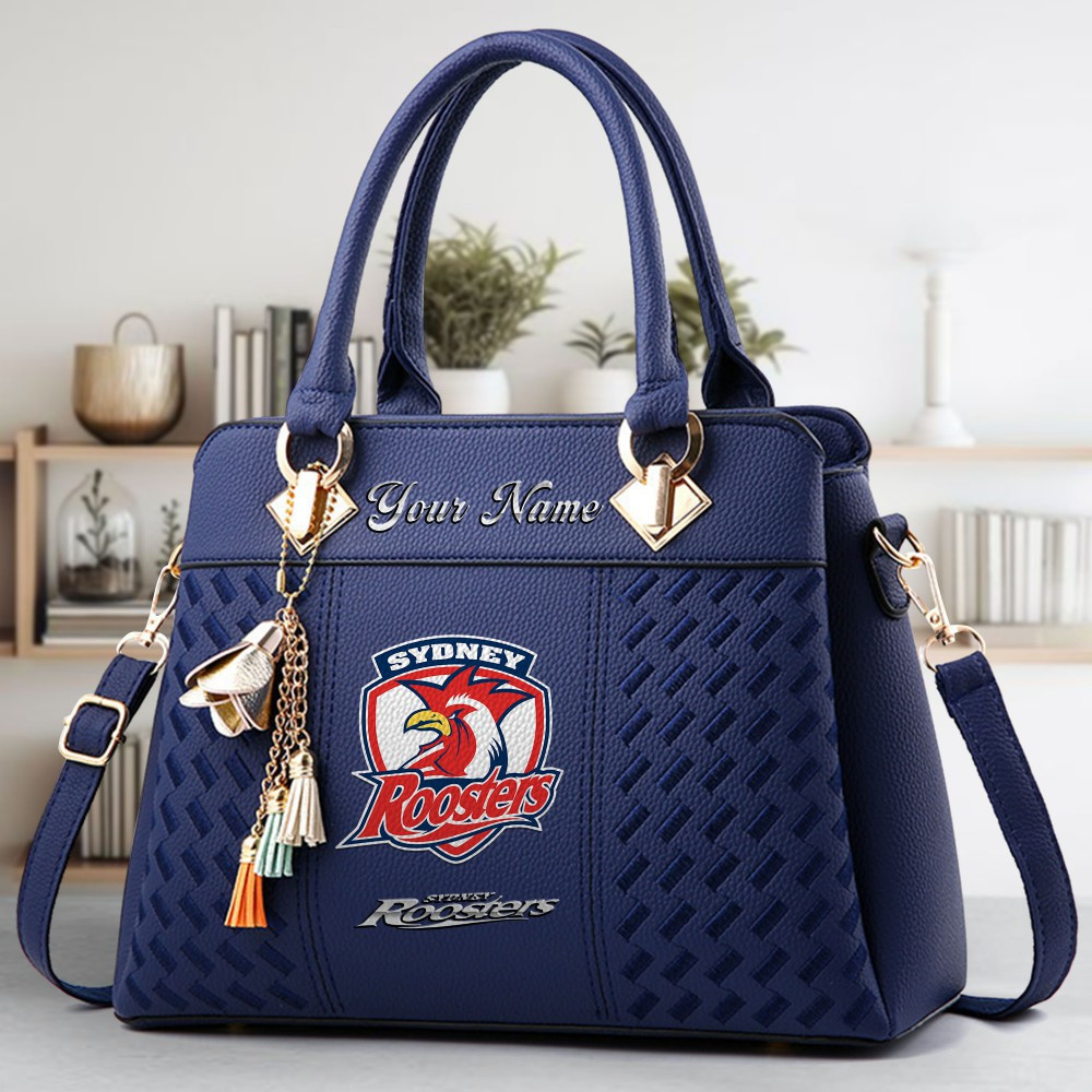 Sydney Roosters Logo Crossbody Zip Hand Bag With Tassel Custom Name For Women - Image 3
