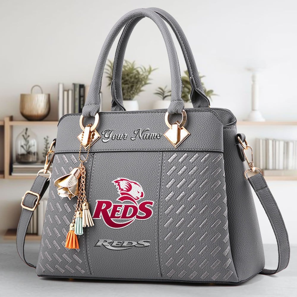 Queensland Reds Logo Crossbody Zip Hand Bag With Tassel Custom Name For Women - Image 5