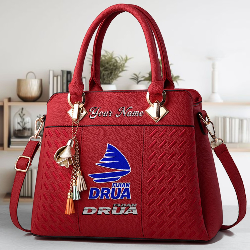 Fijian Drua Logo Crossbody Zip Hand Bag With Tassel Custom Name For Women - Image 6