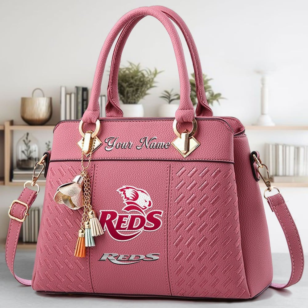 Queensland Reds Logo Crossbody Zip Hand Bag With Tassel Custom Name For Women - Image 6