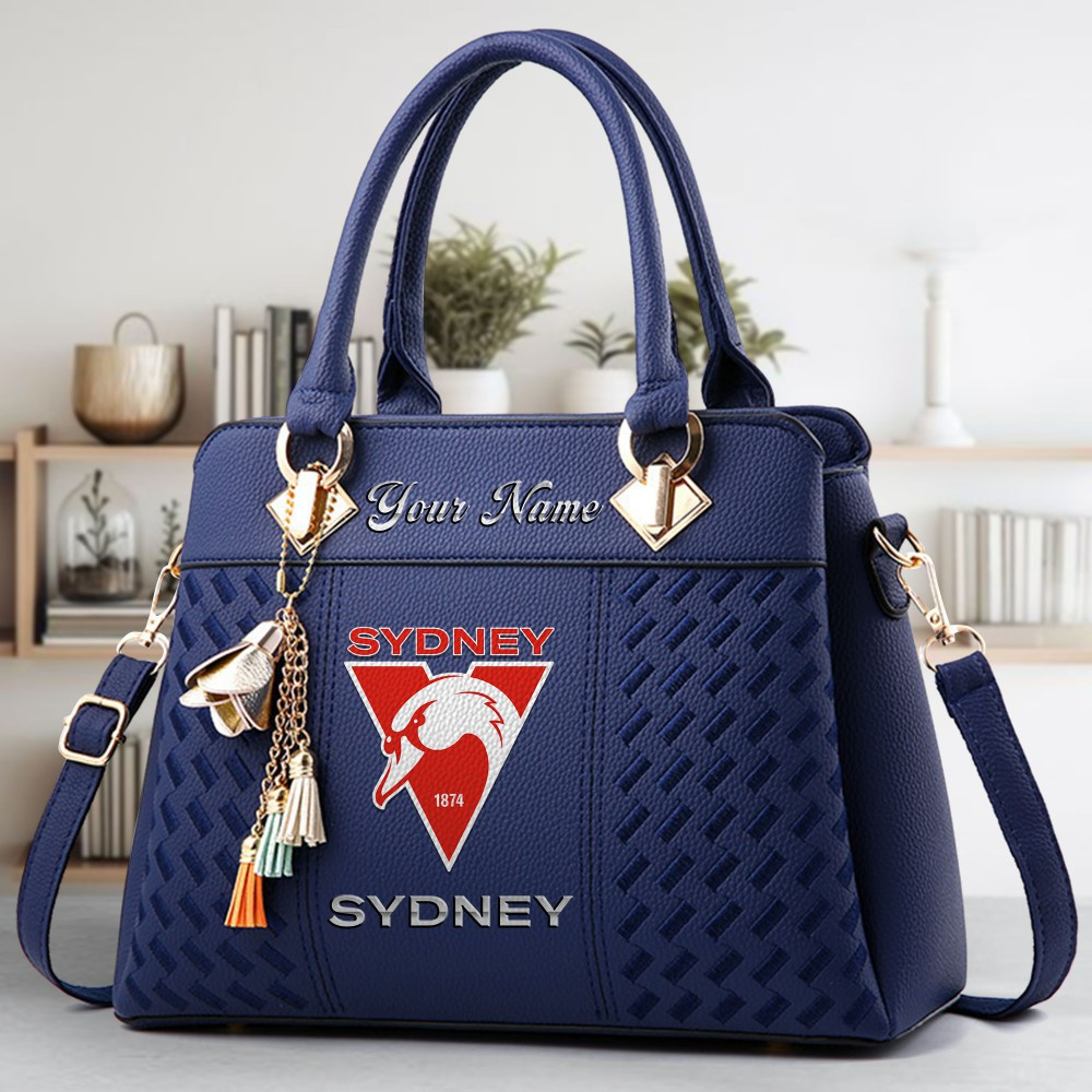 Sydney Swans Logo Crossbody Zip Hand Bag With Tassel Custom Name For Women - Image 3