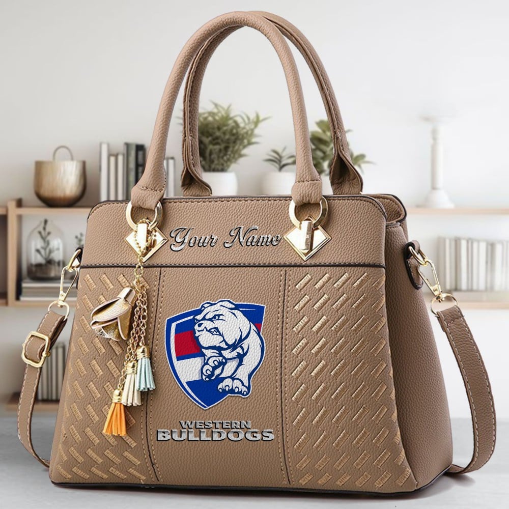 Western Bulldogs Logo Crossbody Zip Hand Bag With Tassel Custom Name For Women - Image 3