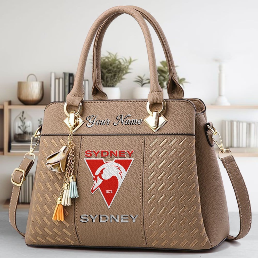 Sydney Swans Logo Crossbody Zip Hand Bag With Tassel Custom Name For Women - Image 4