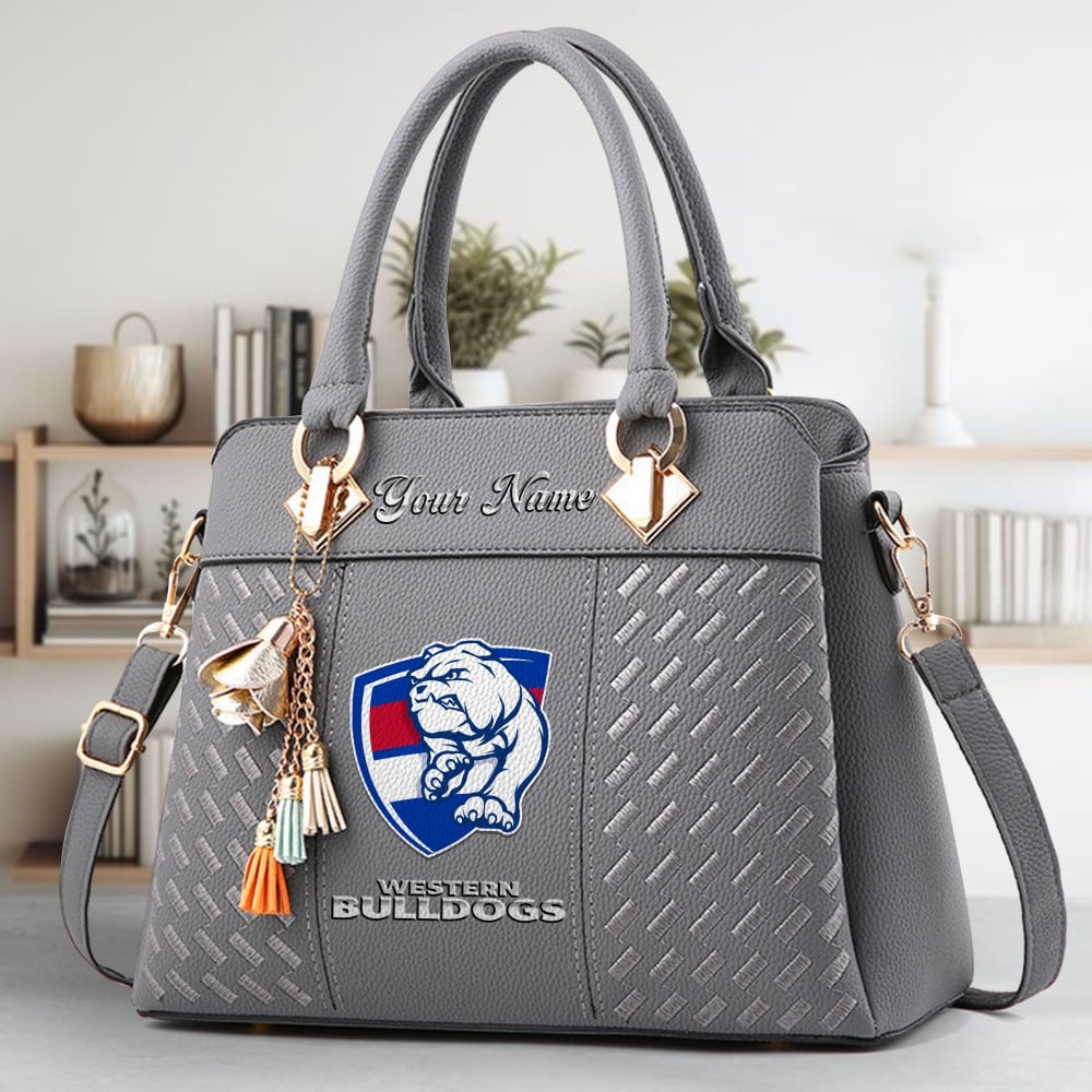 Western Bulldogs Logo Crossbody Zip Hand Bag With Tassel Custom Name For Women - Image 4