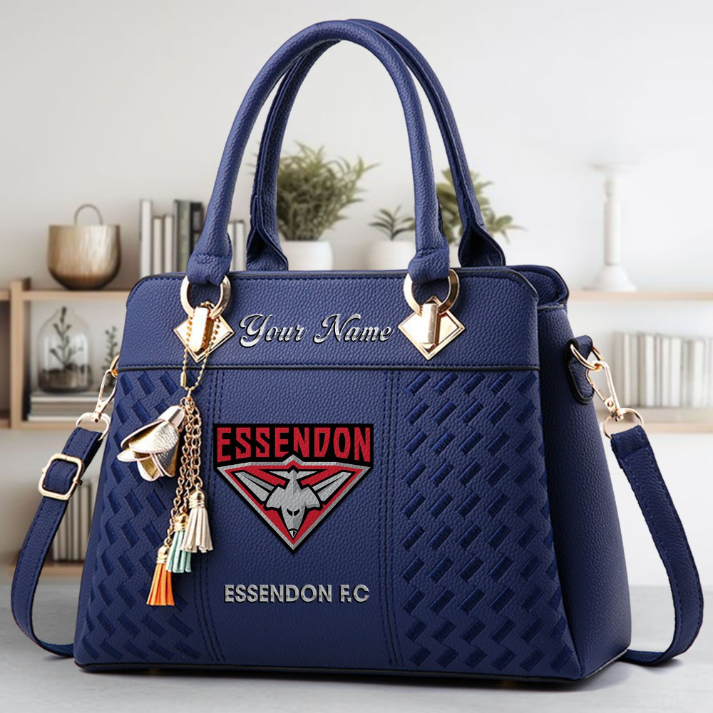 Essendon Football Club Logo Crossbody Zip Hand Bag With Tassel Custom Name For Women - Image 3
