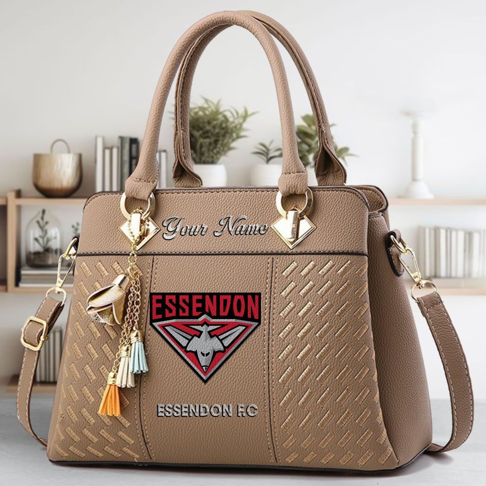 Essendon Football Club Logo Crossbody Zip Hand Bag With Tassel Custom Name For Women - Image 4