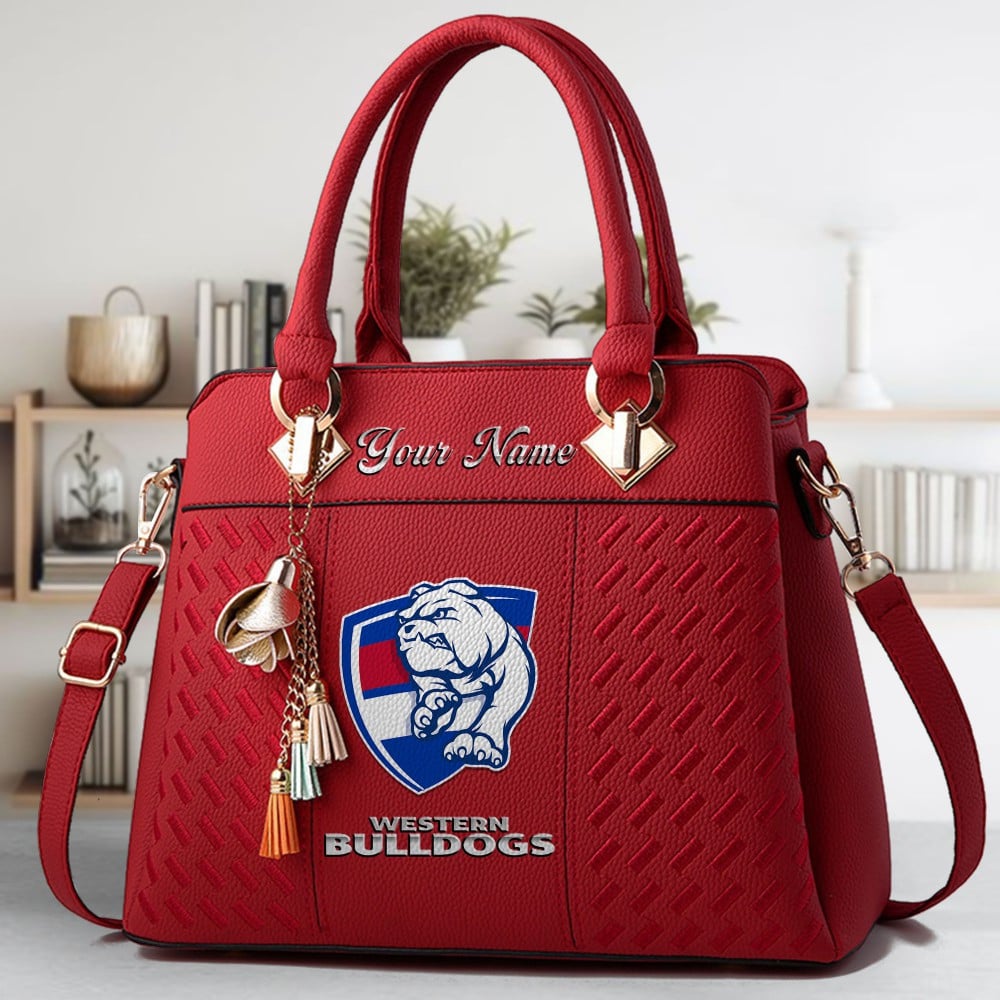 Western Bulldogs Logo Crossbody Zip Hand Bag With Tassel Custom Name For Women - Image 6