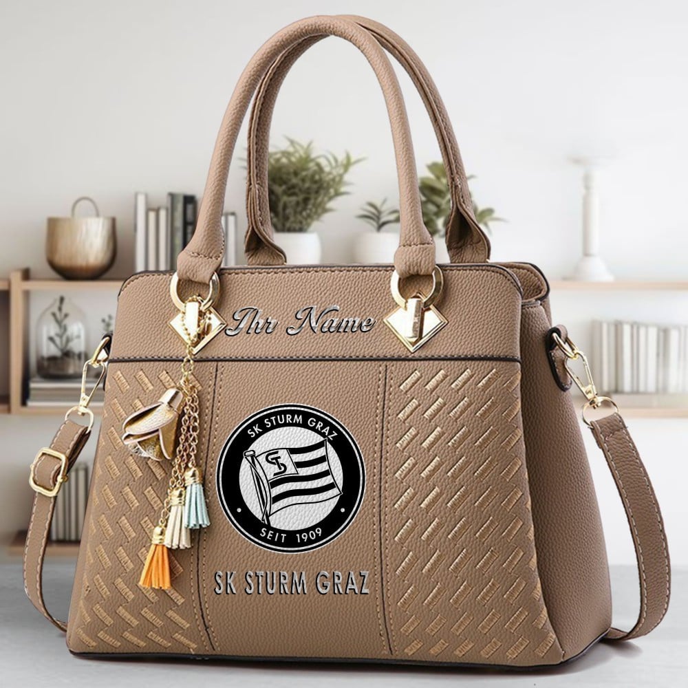 SK Sturm Graz Logo Crossbody Zip Hand Bag With Tassel Custom Name For Women - Image 3
