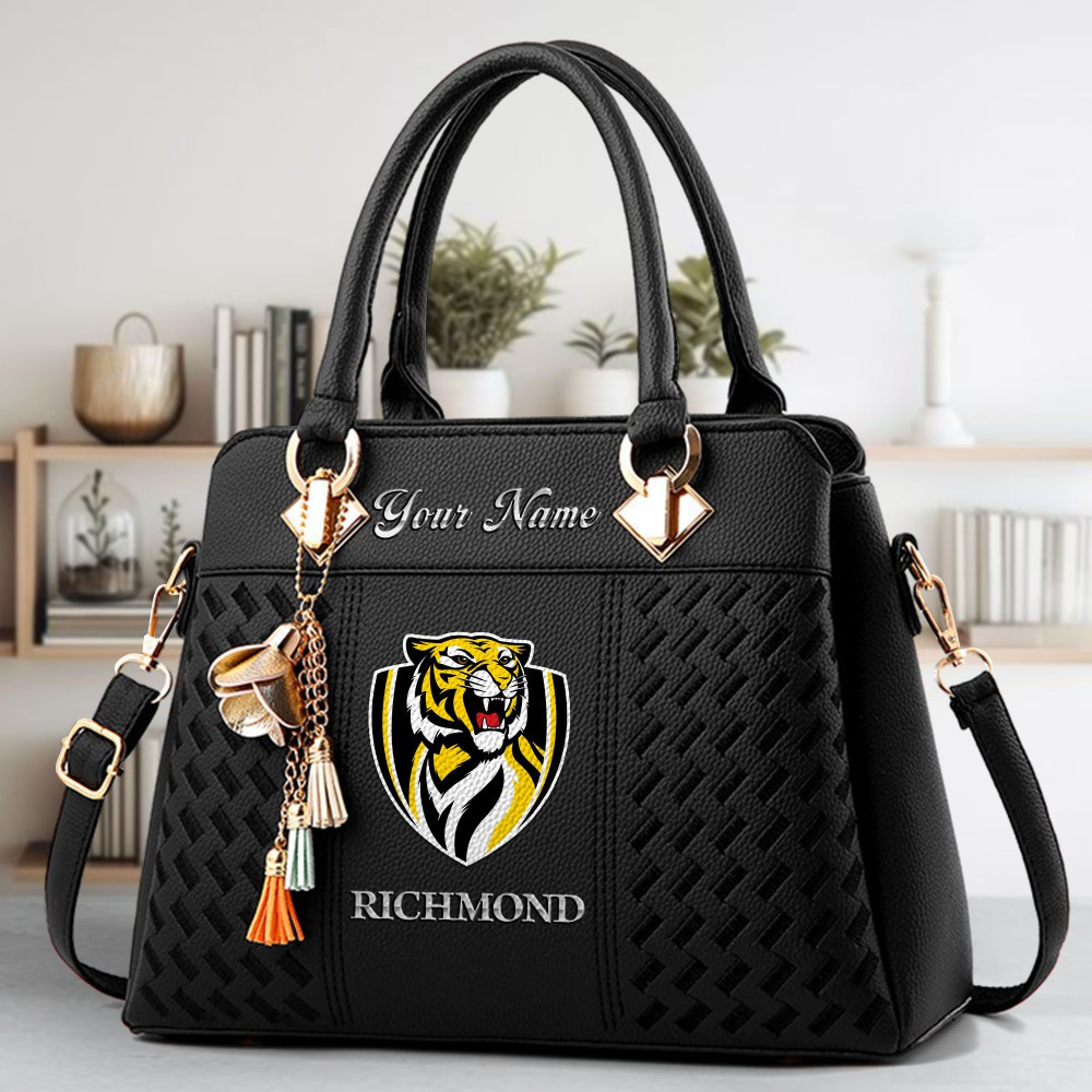 Richmond Tigers Logo Crossbody Zip Hand Bag With Tassel Custom Name For Women - Image 2