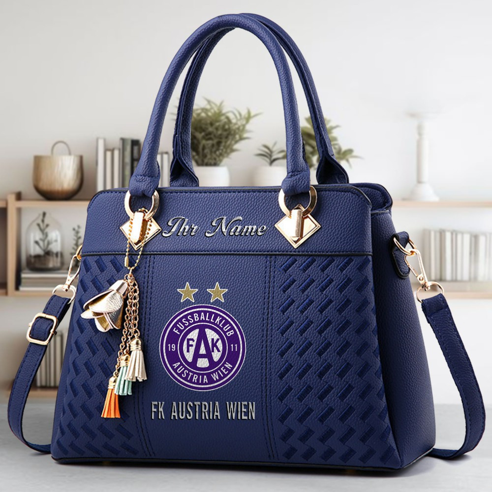FK Austria Wien Logo Crossbody Zip Hand Bag With Tassel Custom Name For Women - Image 2