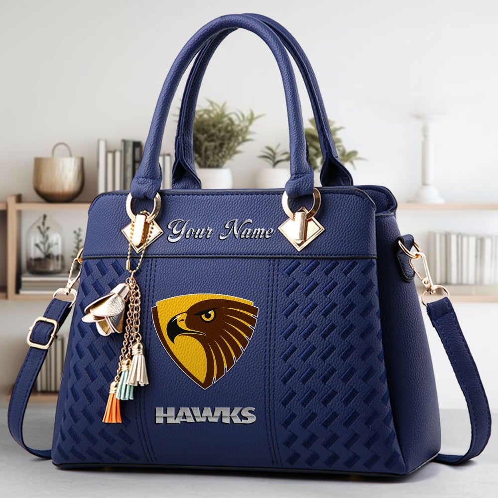 Hawthorn Football Club Logo Crossbody Zip Hand Bag With Tassel Custom Name For Women - Image 3