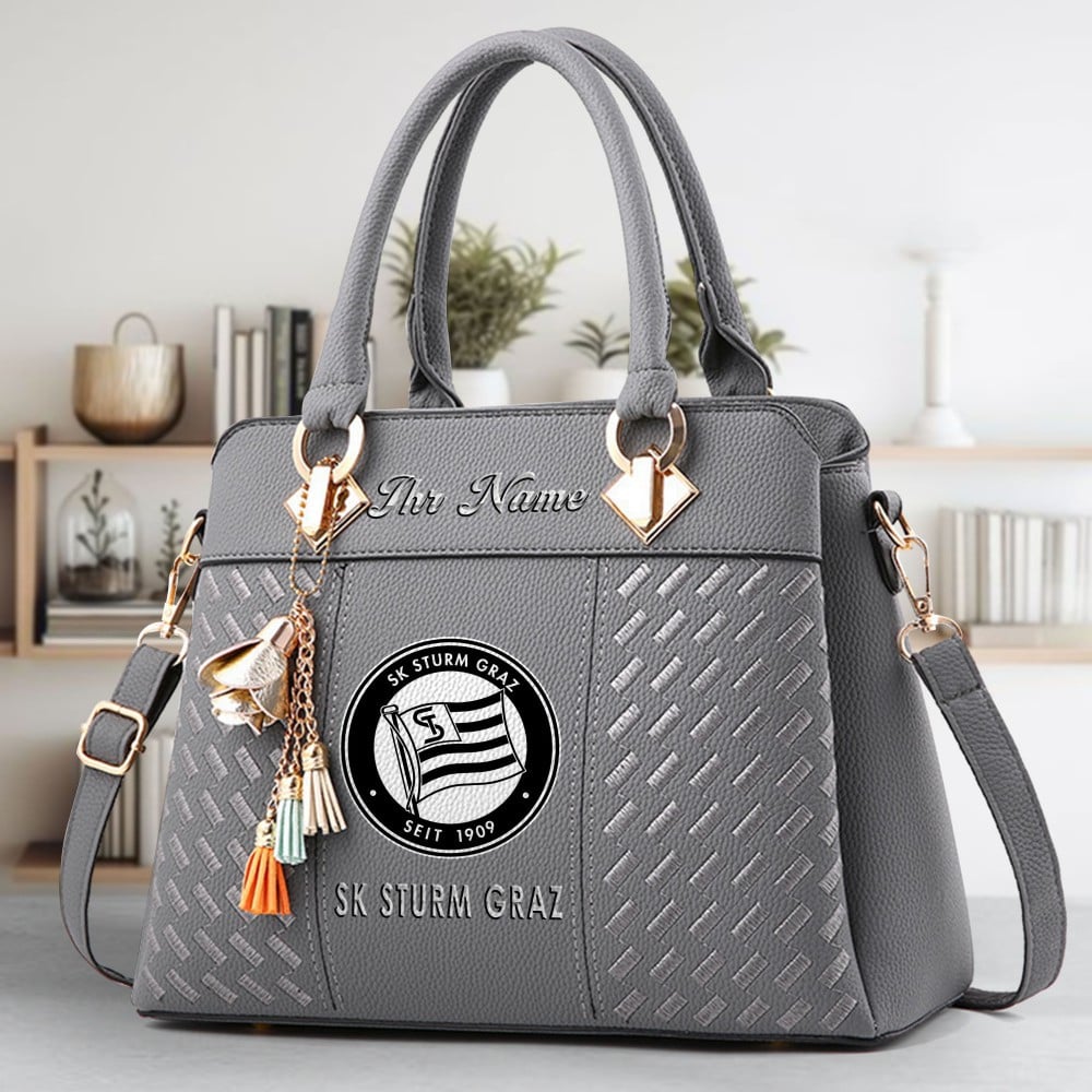 SK Sturm Graz Logo Crossbody Zip Hand Bag With Tassel Custom Name For Women - Image 4