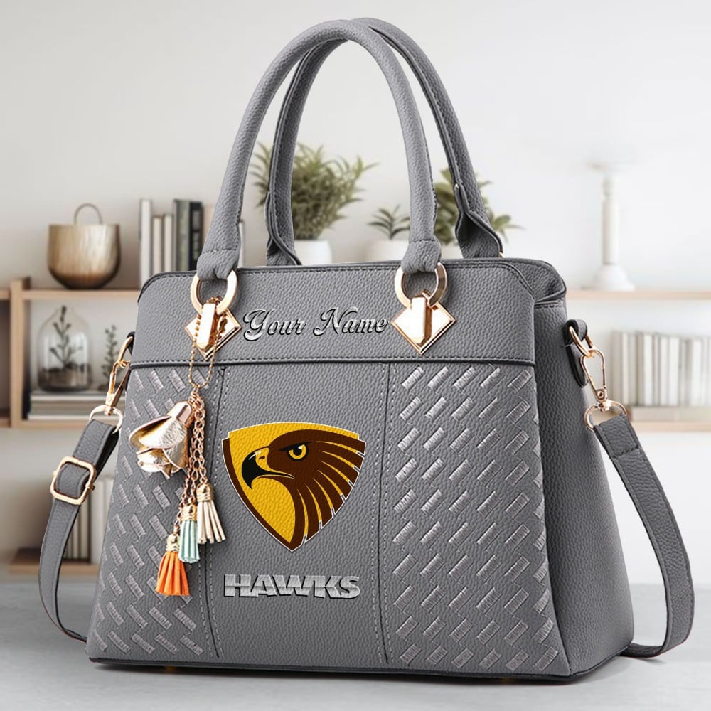 Hawthorn Football Club Logo Crossbody Zip Hand Bag With Tassel Custom Name For Women - Image 4