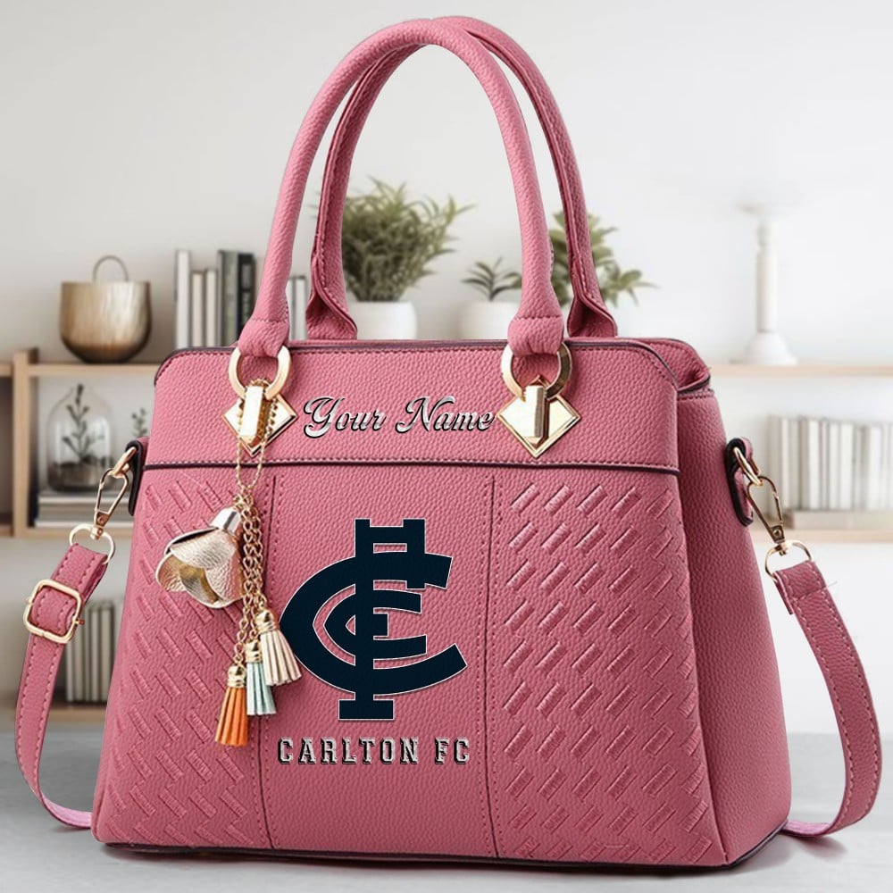 Carlton Football Club Logo Crossbody Zip Hand Bag With Tassel Custom Name For Women - Image 5