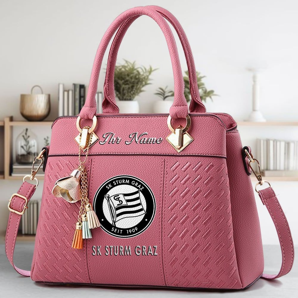 SK Sturm Graz Logo Crossbody Zip Hand Bag With Tassel Custom Name For Women - Image 5