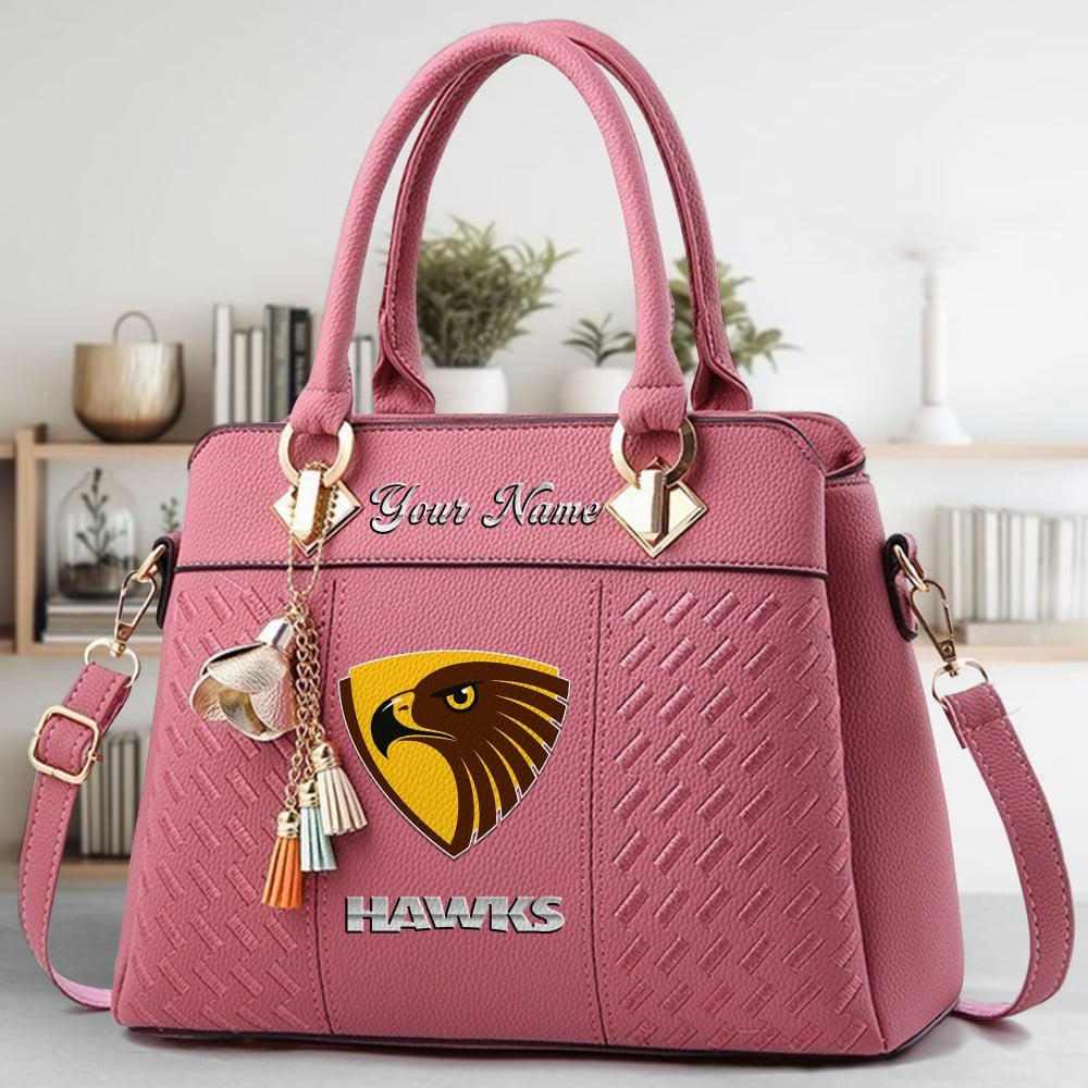 Hawthorn Football Club Logo Crossbody Zip Hand Bag With Tassel Custom Name For Women - Image 5