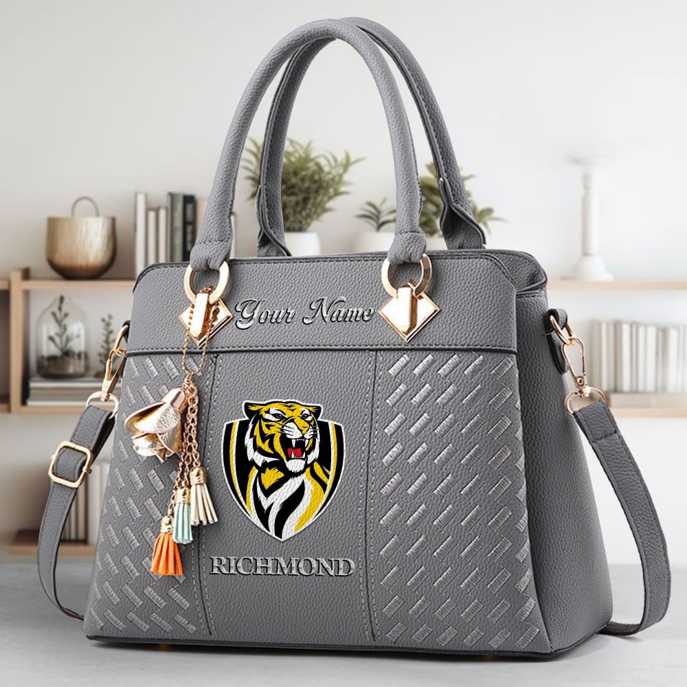 Richmond Tigers Logo Crossbody Zip Hand Bag With Tassel Custom Name For Women - Image 4