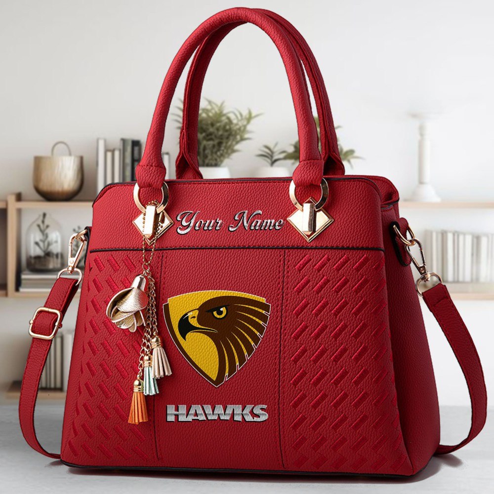 Hawthorn Football Club Logo Crossbody Zip Hand Bag With Tassel Custom Name For Women - Image 6