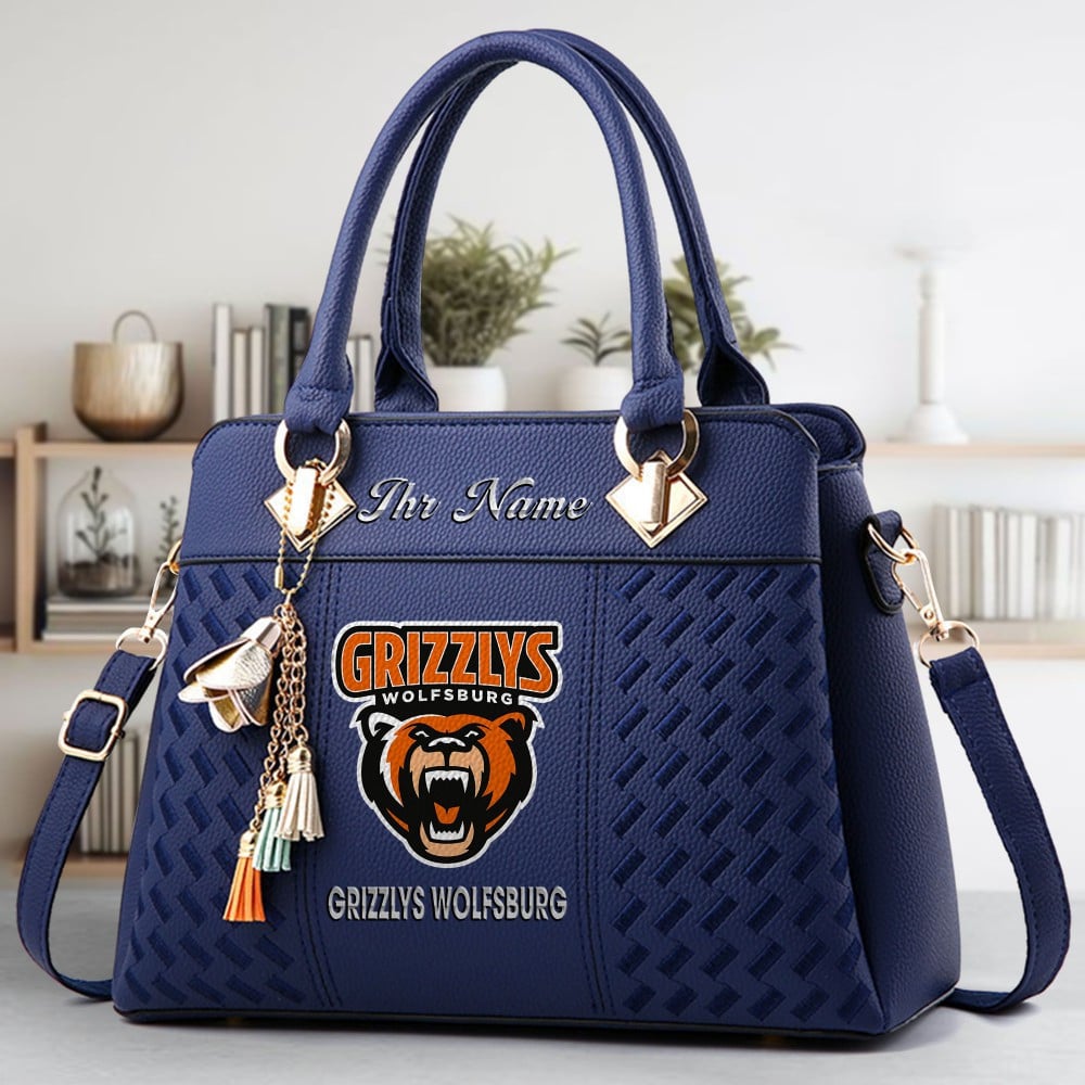 Grizzlys Wolfsburg Logo Crossbody Zip Hand Bag With Tassel Custom Name For Women - Image 2