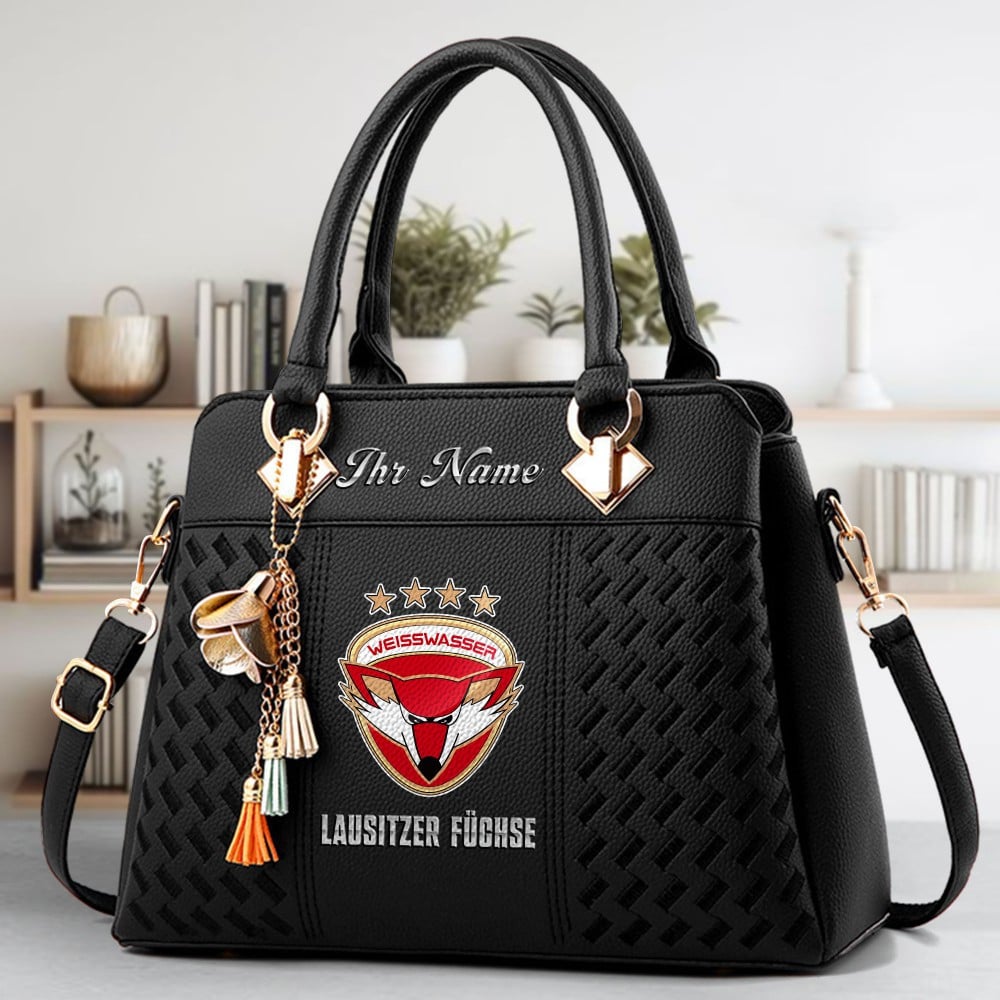 Lausitzer Fuchse Logo Crossbody Zip Hand Bag With Tassel Custom Name For Women - Image 2
