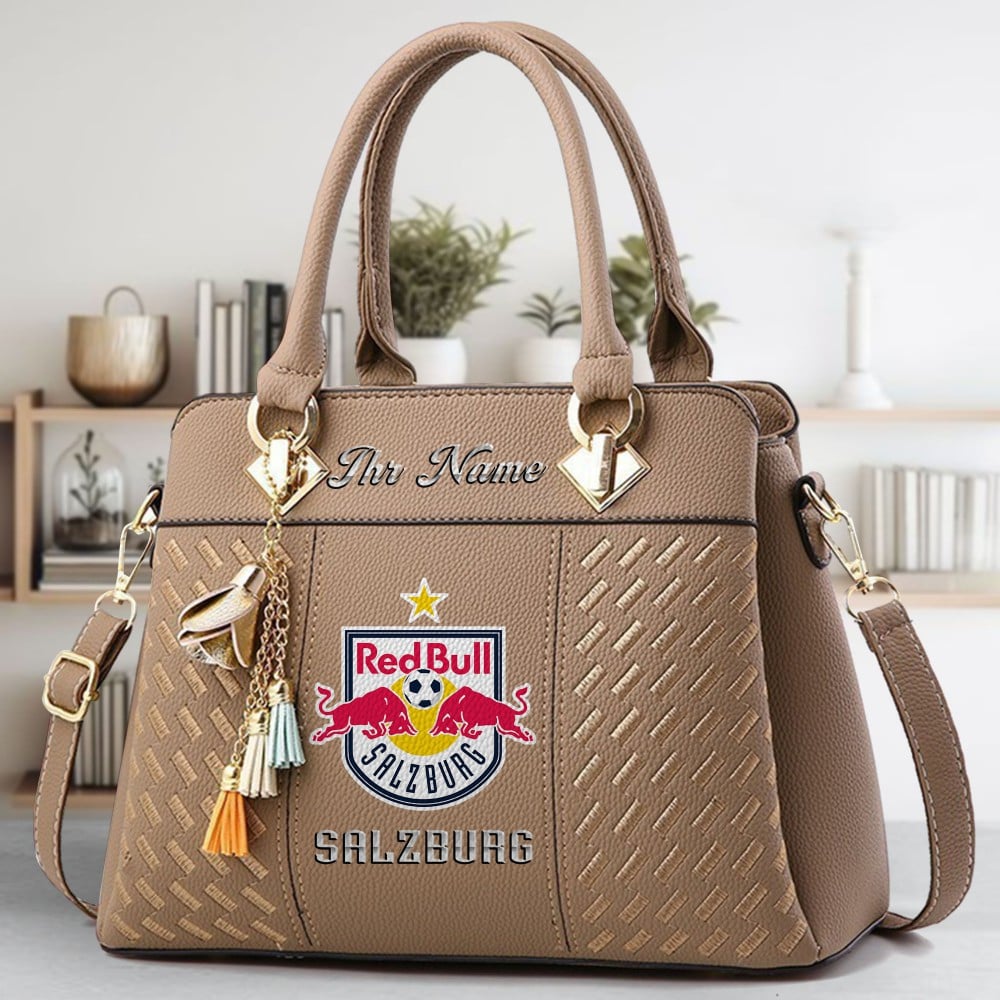 FC Red Bull Salzburg Logo Crossbody Zip Hand Bag With Tassel Custom Name For Women - Image 3