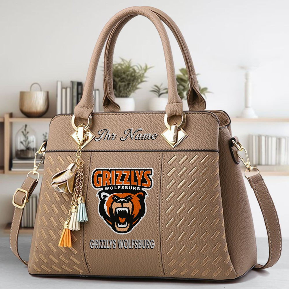 Grizzlys Wolfsburg Logo Crossbody Zip Hand Bag With Tassel Custom Name For Women - Image 3