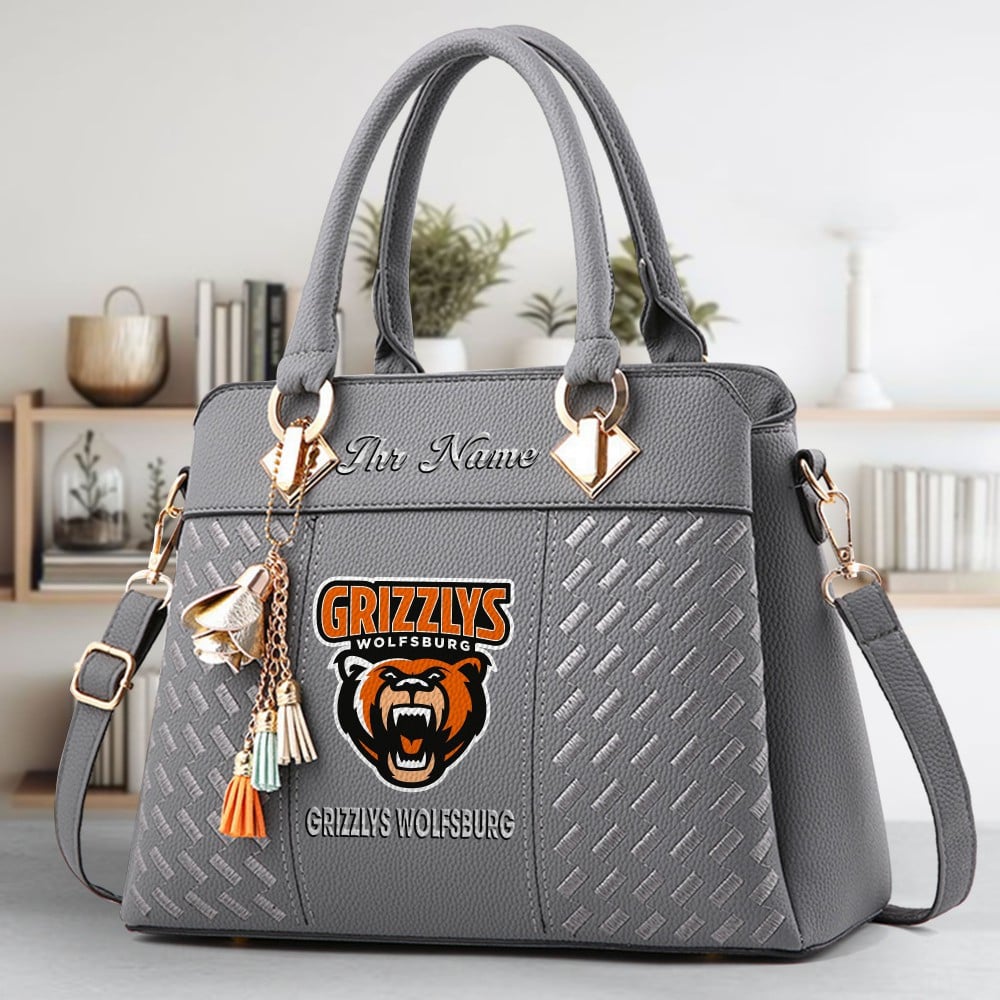 Grizzlys Wolfsburg Logo Crossbody Zip Hand Bag With Tassel Custom Name For Women - Image 4