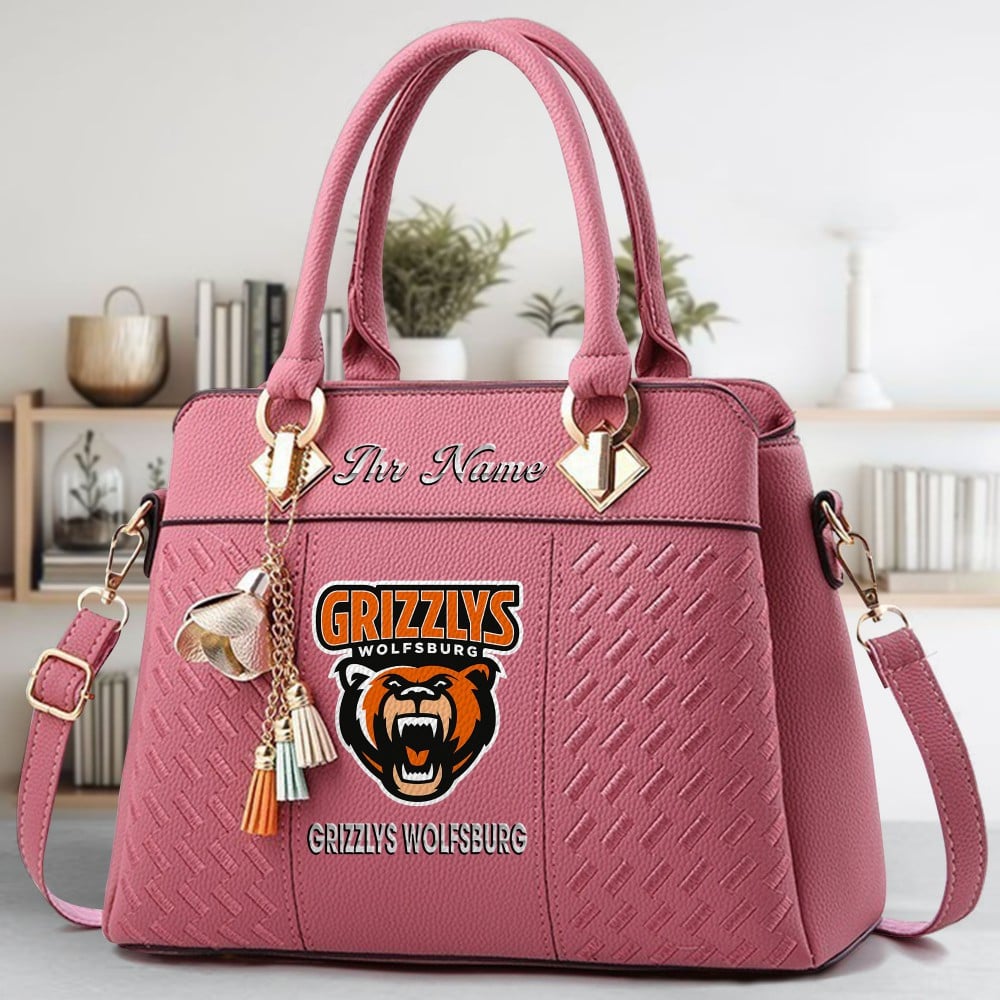 Grizzlys Wolfsburg Logo Crossbody Zip Hand Bag With Tassel Custom Name For Women - Image 5