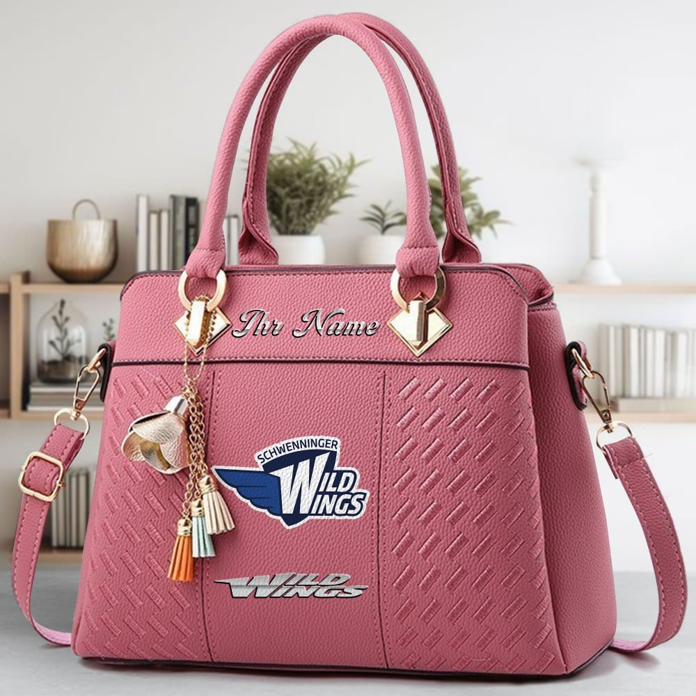 Schwenninger Wild Wings Logo Crossbody Zip Hand Bag With Tassel Custom Name For Women - Image 5