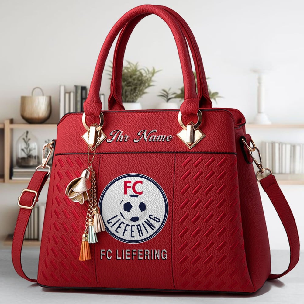 FC Liefering Logo Crossbody Zip Hand Bag With Tassel Custom Name For Women - Image 6