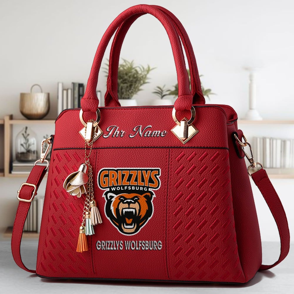 Grizzlys Wolfsburg Logo Crossbody Zip Hand Bag With Tassel Custom Name For Women - Image 6