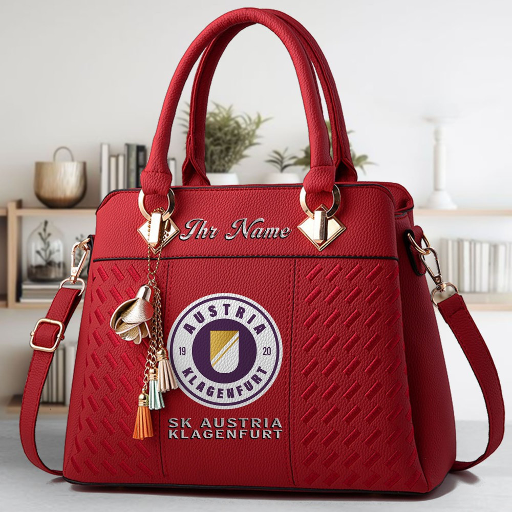 SK Austria Klagenfurt Logo Crossbody Zip Hand Bag With Tassel Custom Name For Women - Image 6