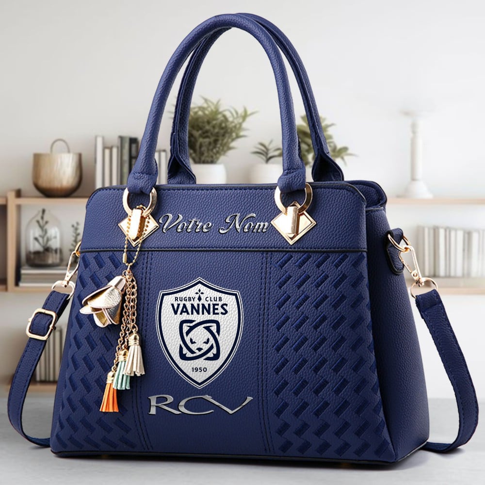 Rugby Club Vannes Logo Crossbody Zip Hand Bag With Tassel Custom Name For Women - Image 2