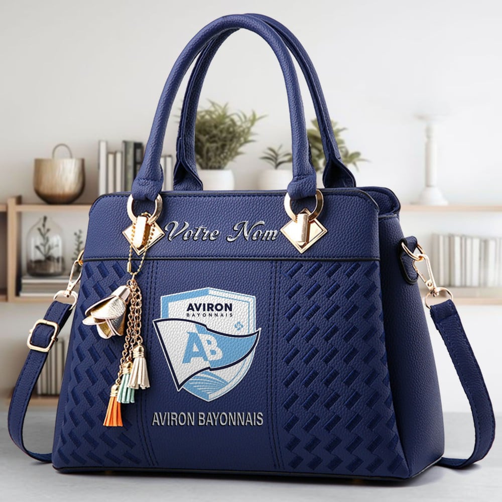 Aviron Bayonnais Logo Crossbody Zip Hand Bag With Tassel Custom Name For Women - Image 3