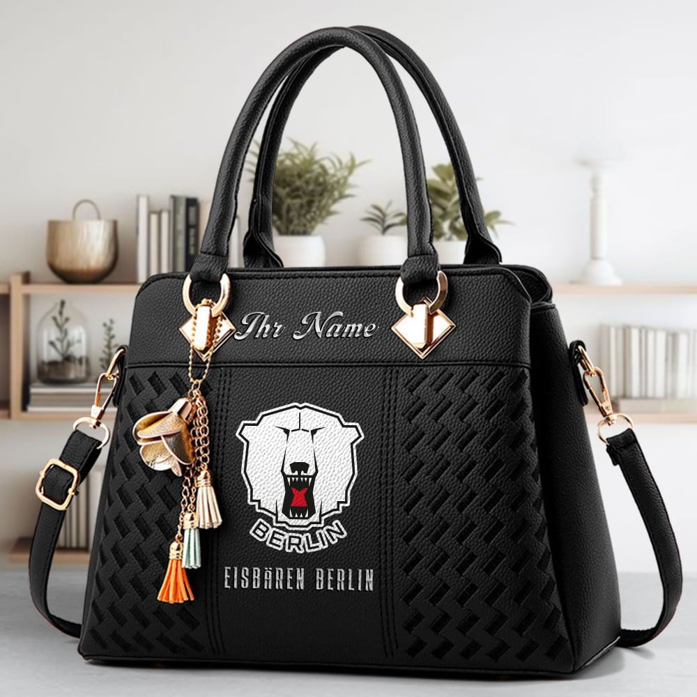 Eisbaren Berlin Logo Crossbody Zip Hand Bag With Tassel Custom Name For Women - Image 3