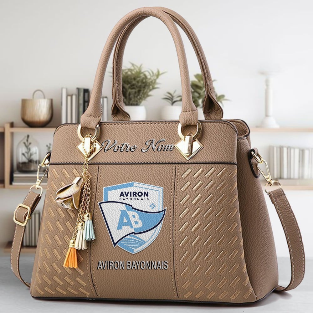 Aviron Bayonnais Logo Crossbody Zip Hand Bag With Tassel Custom Name For Women - Image 4