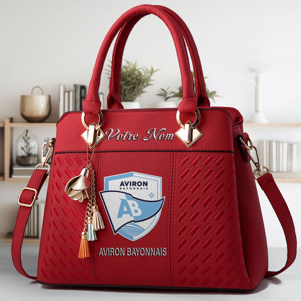 Aviron Bayonnais Logo Crossbody Zip Hand Bag With Tassel Custom Name For Women - Image 6