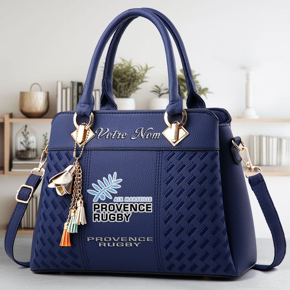 Provence Rugby Logo Crossbody Zip Hand Bag With Tassel Custom Name For Women - Image 2