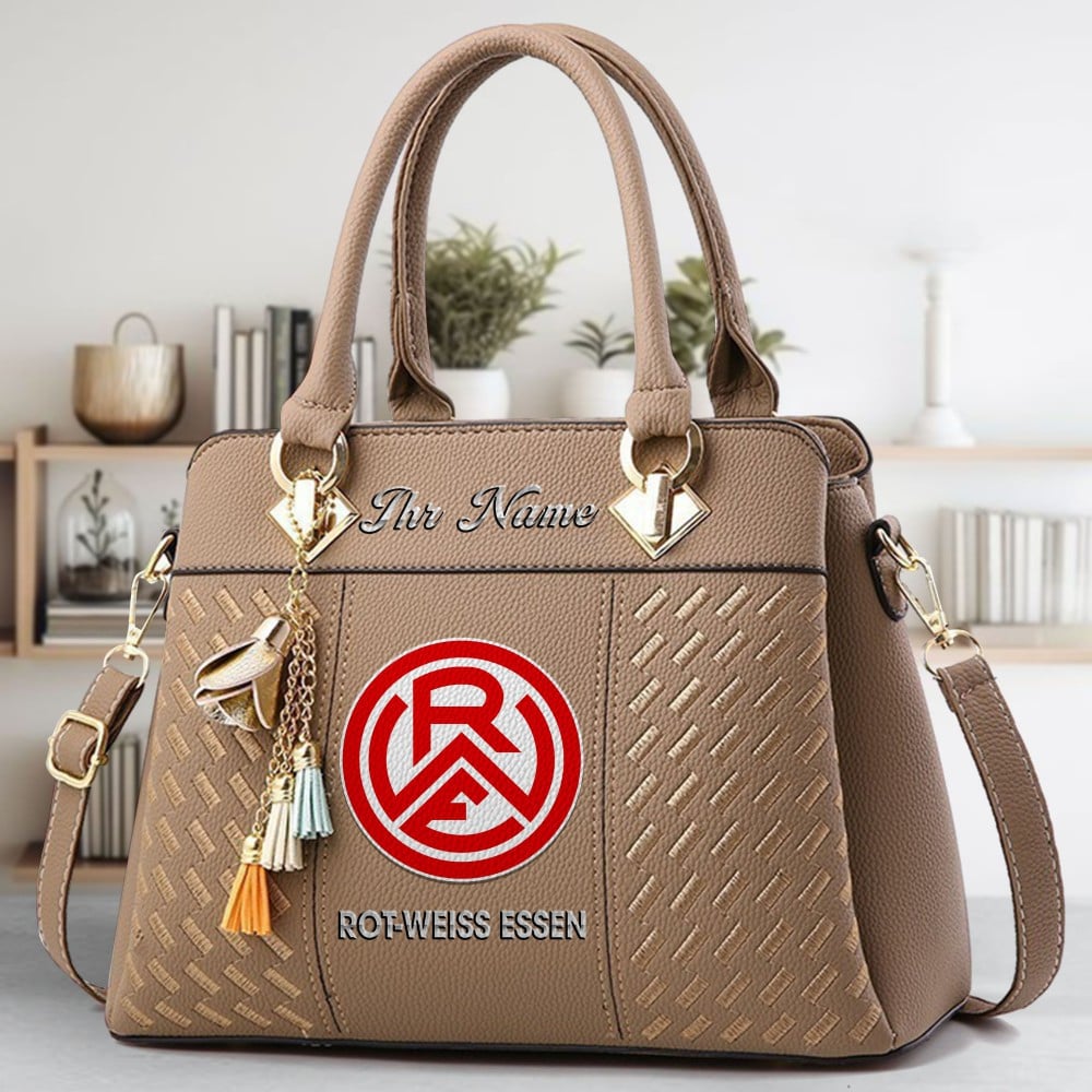 Rot Weiss Essen Logo Crossbody Zip Hand Bag With Tassel Custom Name For Women - Image 3