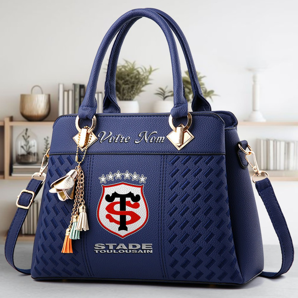 Stade Toulousain Logo Crossbody Zip Hand Bag With Tassel Custom Name For Women - Image 3