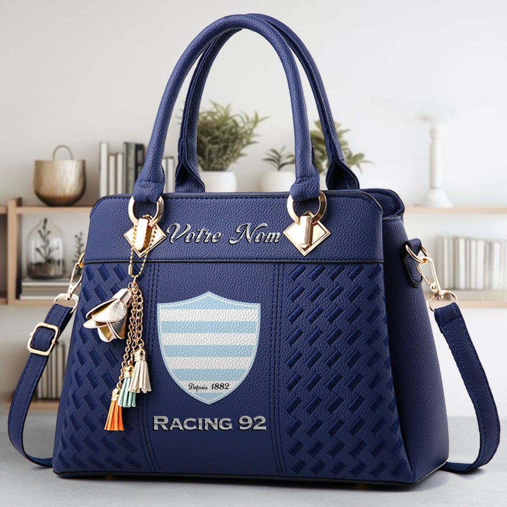 Racing 92 Logo Crossbody Zip Hand Bag With Tassel Custom Name For Women - Image 3