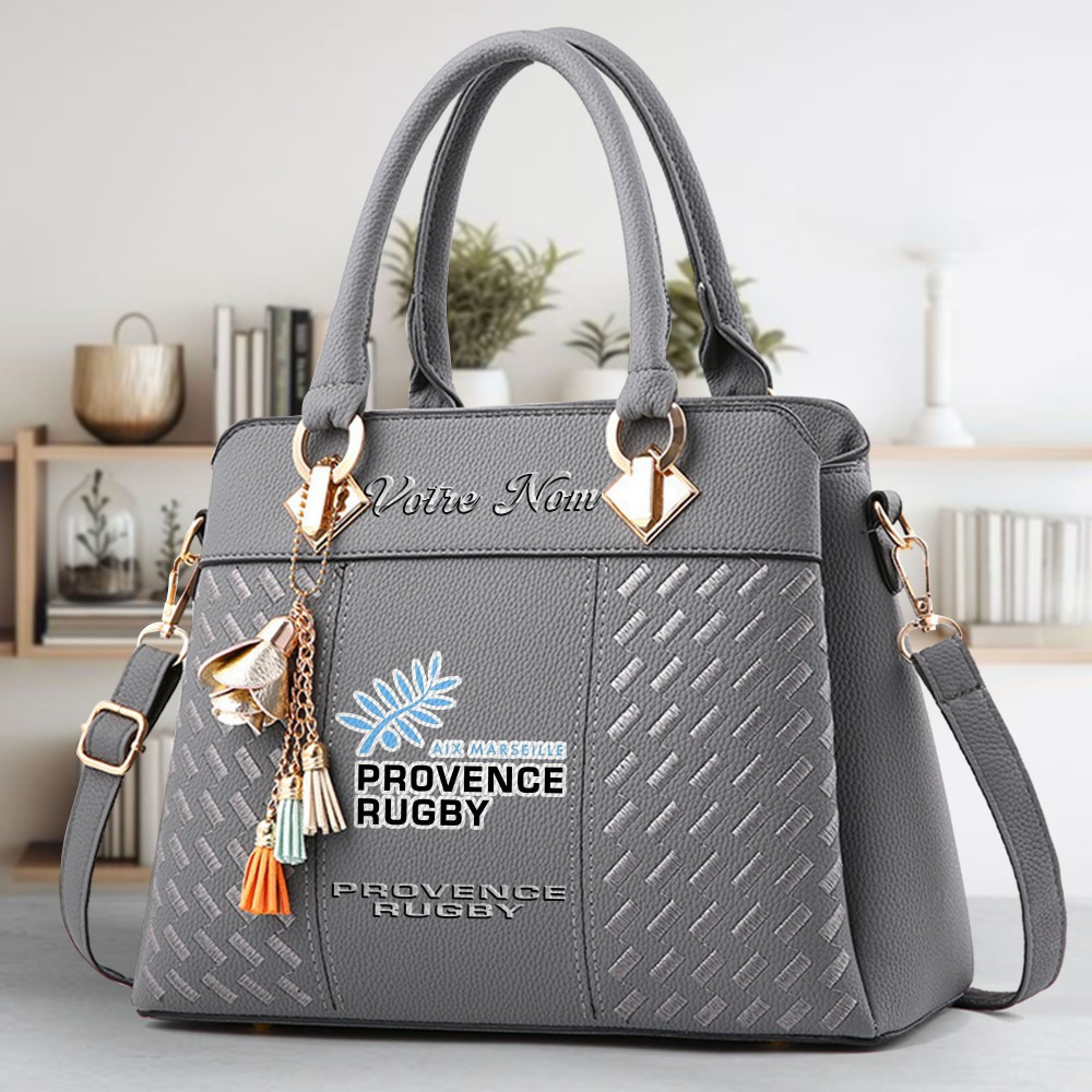 Provence Rugby Logo Crossbody Zip Hand Bag With Tassel Custom Name For Women - Image 4