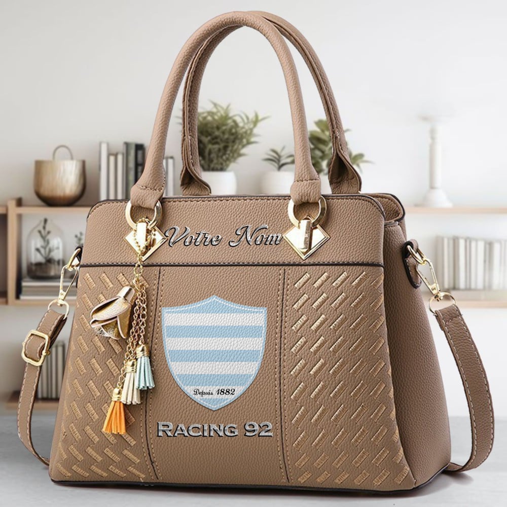 Racing 92 Logo Crossbody Zip Hand Bag With Tassel Custom Name For Women - Image 4