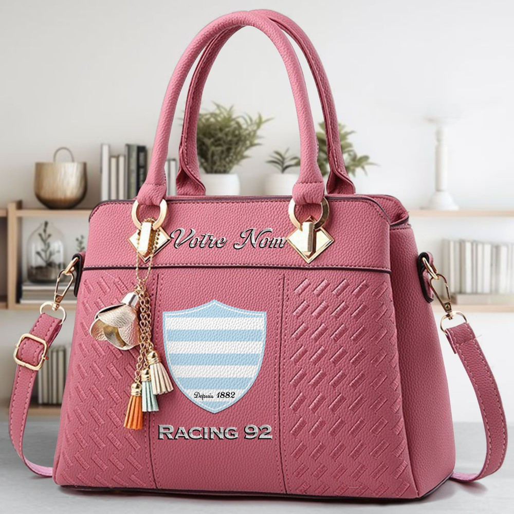 Racing 92 Logo Crossbody Zip Hand Bag With Tassel Custom Name For Women - Image 5