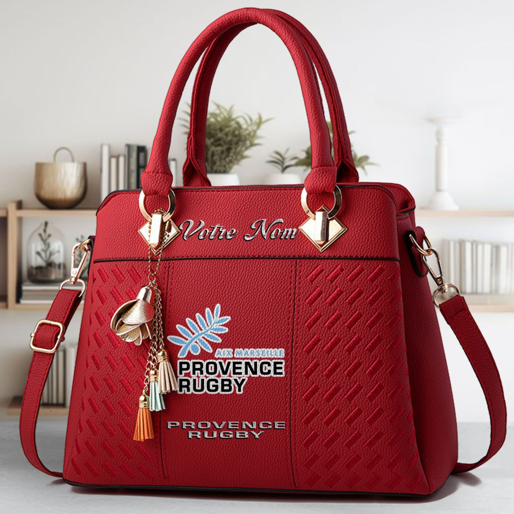 Provence Rugby Logo Crossbody Zip Hand Bag With Tassel Custom Name For Women - Image 6