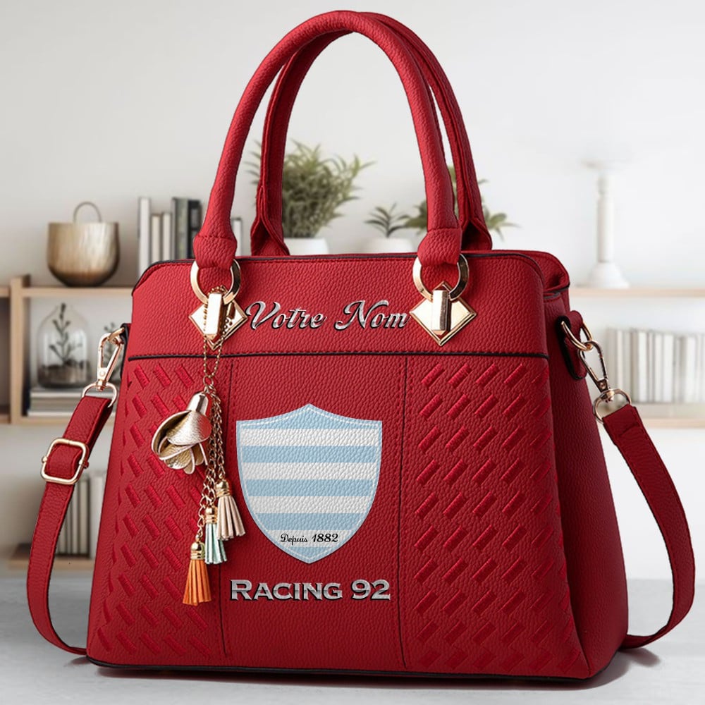 Racing 92 Logo Crossbody Zip Hand Bag With Tassel Custom Name For Women - Image 6