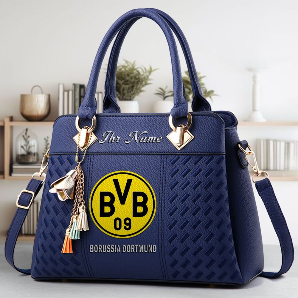 Borussia Dortmund II Logo Crossbody Zip Hand Bag With Tassel Custom Name For Women - Image 2