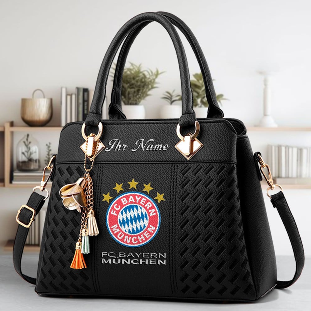 FC Bayern Munchen Logo Crossbody Zip Hand Bag With Tassel Custom Name For Women - Image 2