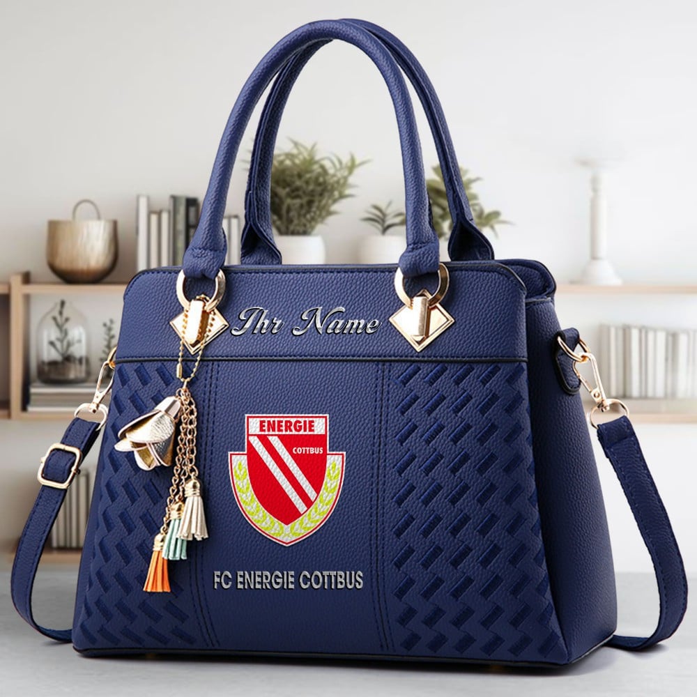 FC Energie Cottbus Logo Crossbody Zip Hand Bag With Tassel Custom Name For Women - Image 2